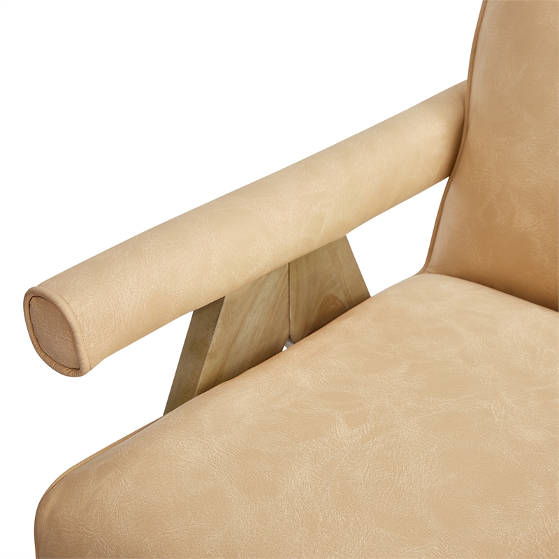 Comfort Pointe Navassa Modern Sand Faux Leather Upholstered Arm Chair