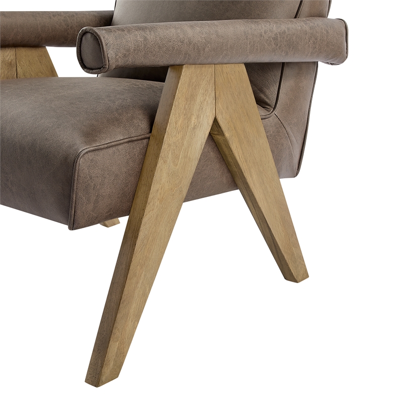 Comfort Pointe Navassa Modern Espresso Faux Leather Upholstered Arm Chair
