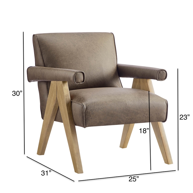 Comfort Pointe Navassa Modern Espresso Faux Leather Upholstered Arm Chair