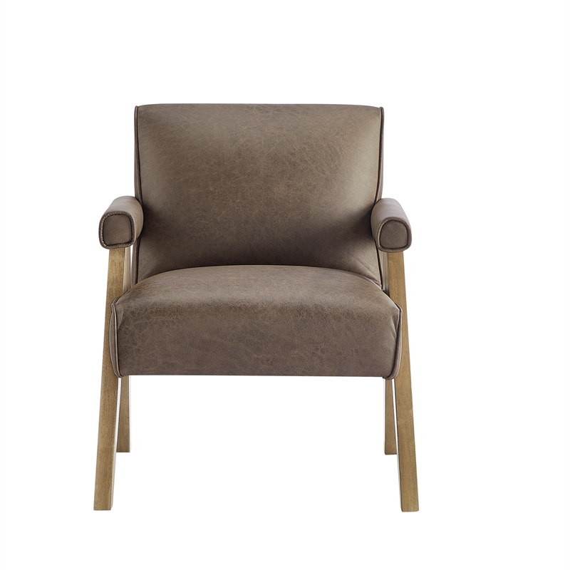 Comfort Pointe Navassa Modern Espresso Faux Leather Upholstered Arm Chair