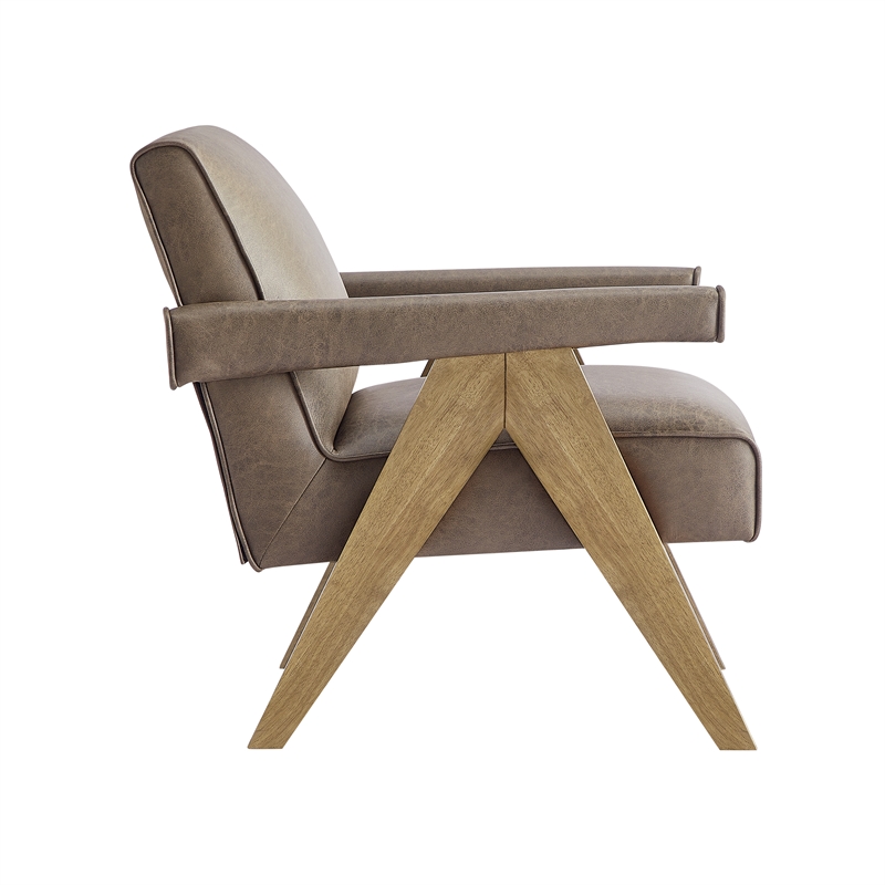 Comfort Pointe Navassa Modern Espresso Faux Leather Upholstered Arm Chair