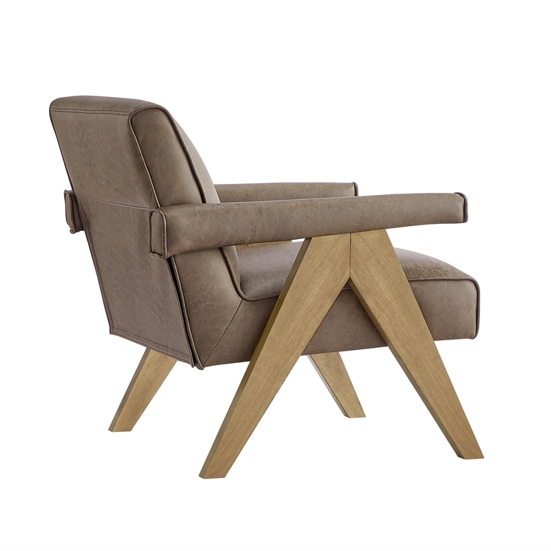 Comfort Pointe Navassa Modern Espresso Faux Leather Upholstered Arm Chair