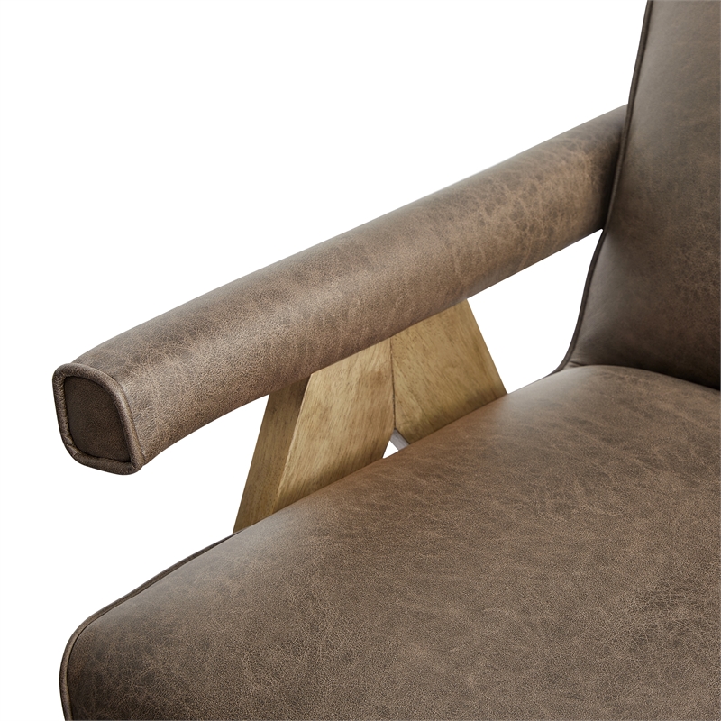 Comfort Pointe Navassa Modern Espresso Faux Leather Upholstered Arm Chair