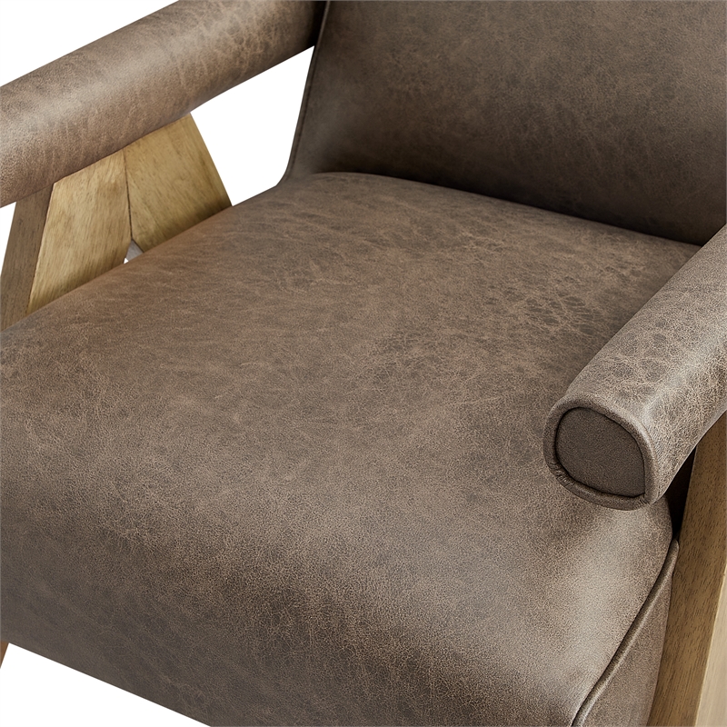 Comfort Pointe Navassa Modern Espresso Faux Leather Upholstered Arm Chair