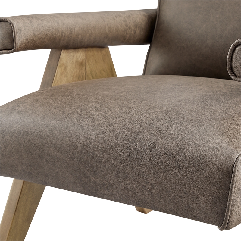 Comfort Pointe Navassa Modern Espresso Faux Leather Upholstered Arm Chair