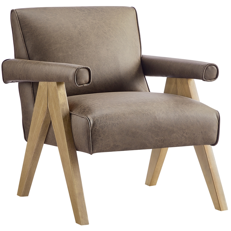 Comfort Pointe Navassa Modern Espresso Faux Leather Upholstered Arm Chair