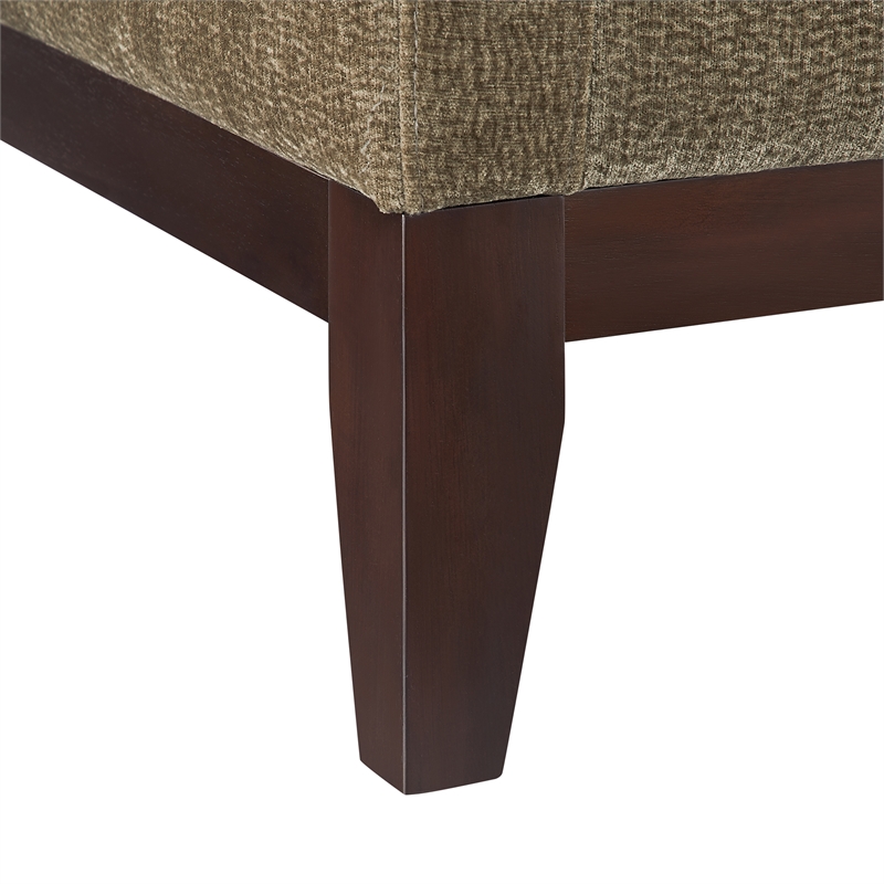 Chios Modern Arm Chair in Plush Caper Green Fabric with Wooden Base