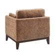 Chios Modern Arm Chair in Plush Bark Brown Fabric with Wooden Base