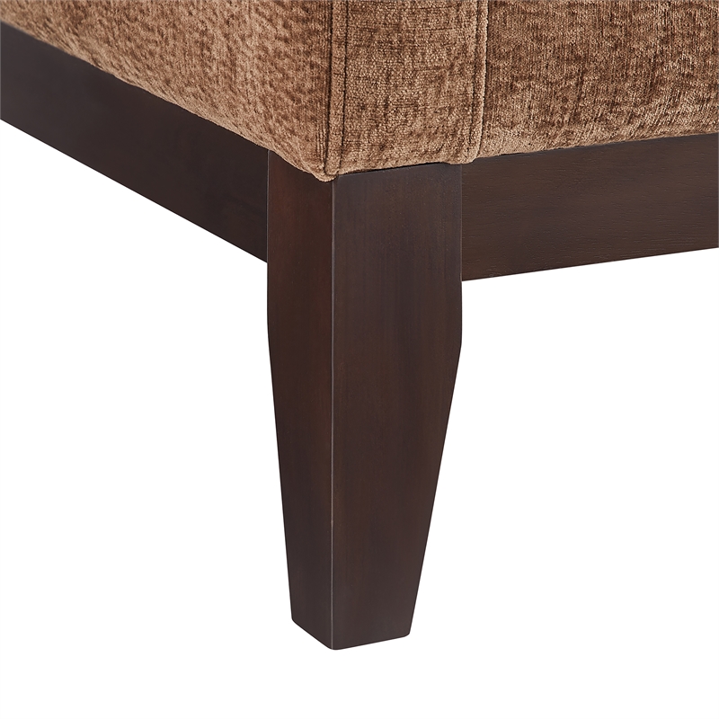 Chios Modern Arm Chair in Plush Bark Brown Fabric with Wooden Base