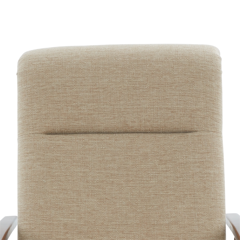 Terni Wood Arm Push Back Recliner in Performance Fabric - Rawhide Beige