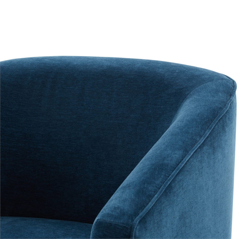 Elm Baltic Blue Polyester Fabric Skirted 360-degree Swivel Accent Chair