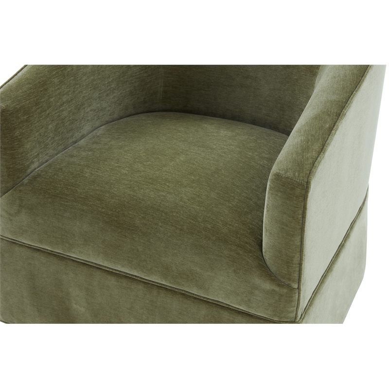 Elm Caper Green Polyester Fabric Skirted 360-degree Swivel Chair