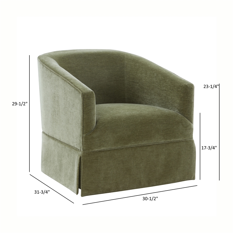 Elm Caper Green Polyester Fabric Skirted 360-degree Swivel Chair