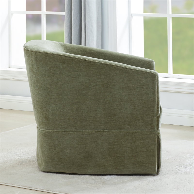 Elm Caper Green Polyester Fabric Skirted 360-degree Swivel Chair