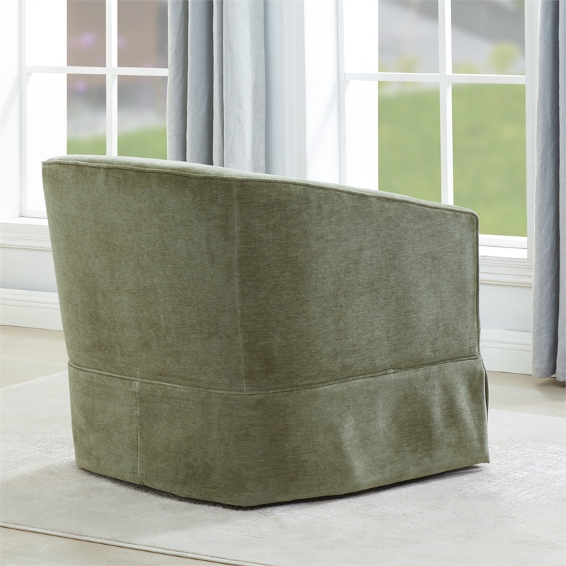 Elm Caper Green Polyester Fabric Skirted 360-degree Swivel Chair
