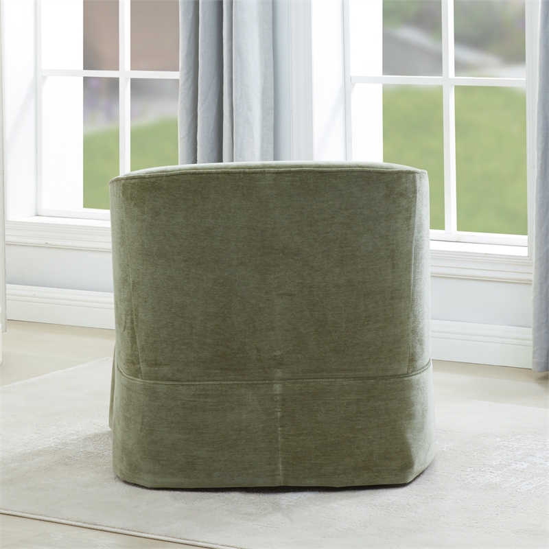 Elm Caper Green Polyester Fabric Skirted 360-degree Swivel Chair