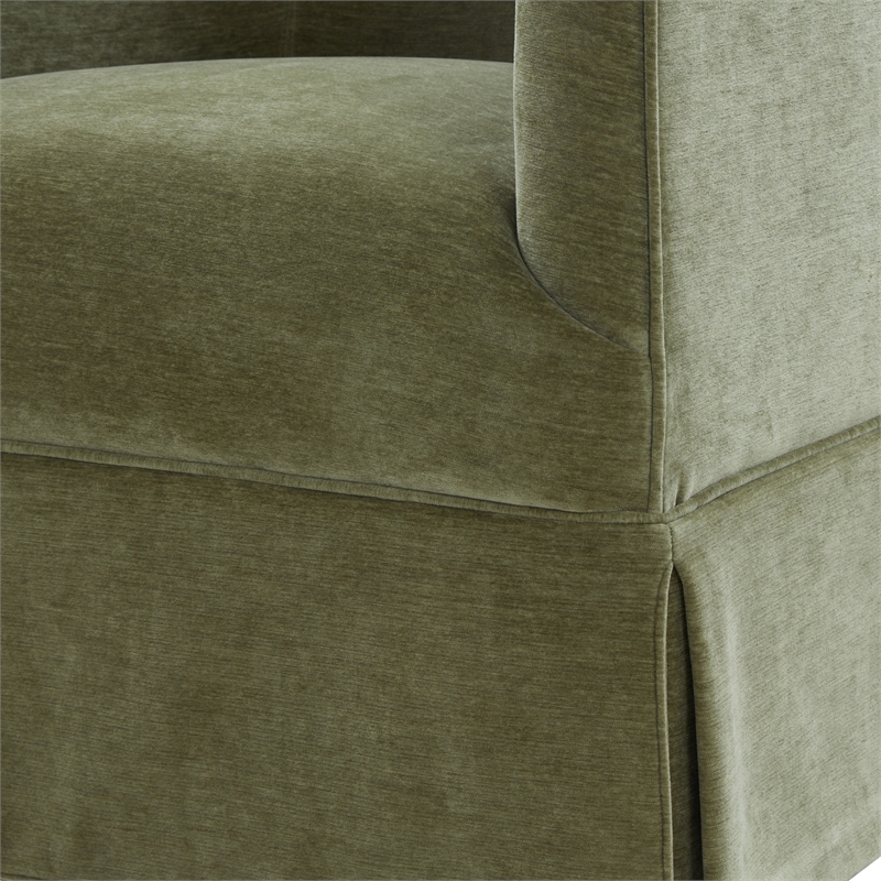 Elm Caper Green Polyester Fabric Skirted 360-degree Swivel Chair