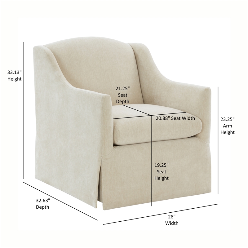 Comfort Pointe Ludlow Skirted Swivel Beige Polyester Fabric Accent Chair