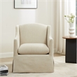 Comfort Pointe Ludlow Skirted Swivel Beige Polyester Fabric Accent Chair