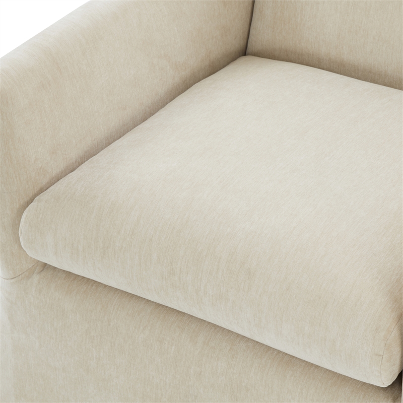 Comfort Pointe Ludlow Skirted Swivel Beige Polyester Fabric Accent Chair