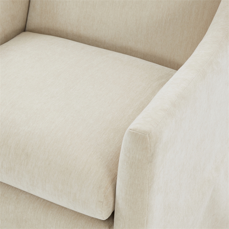 Comfort Pointe Ludlow Skirted Swivel Beige Polyester Fabric Accent Chair