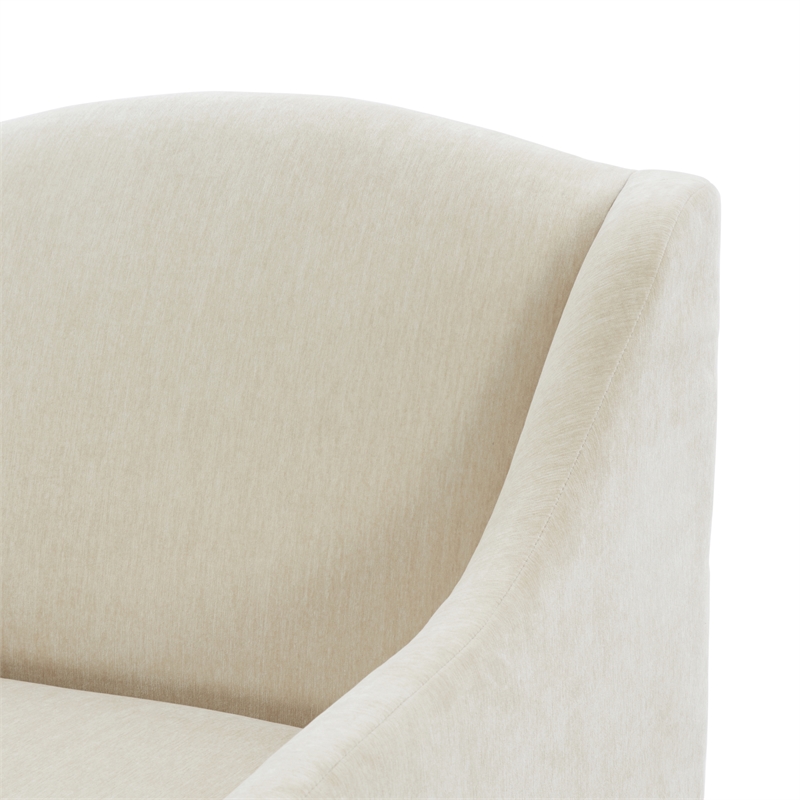 Comfort Pointe Ludlow Skirted Swivel Beige Polyester Fabric Accent Chair