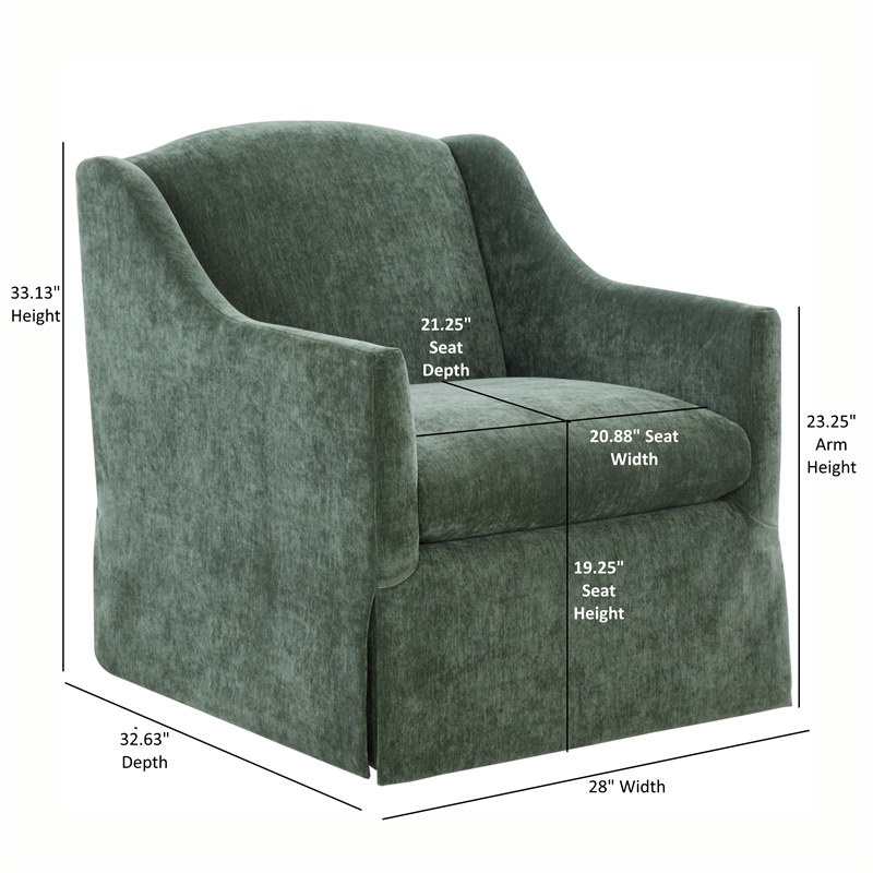 Comfort Pointe Ludlow Ivy Green Polyester Fabric Skirted Swivel Accent Chair