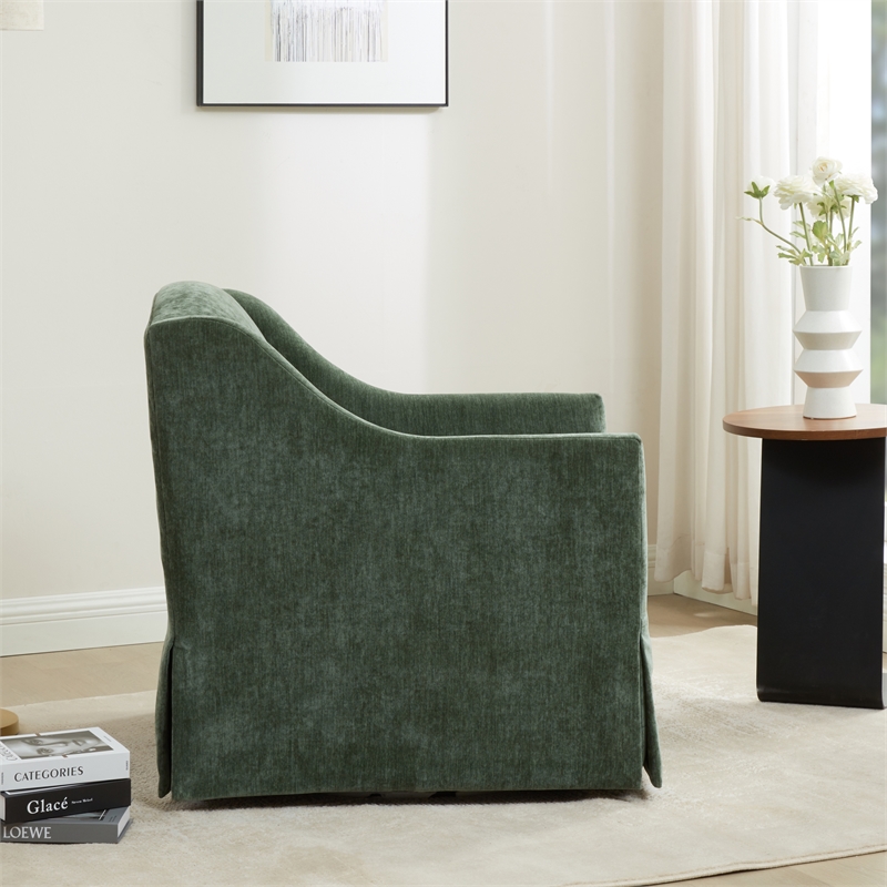Comfort Pointe Ludlow Ivy Green Polyester Fabric Skirted Swivel Accent Chair