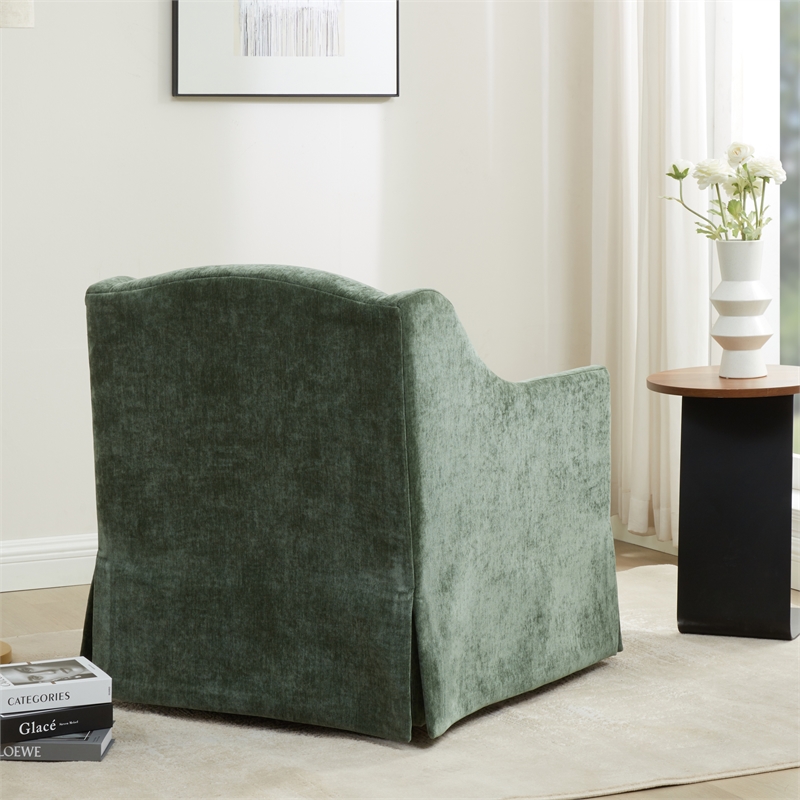 Comfort Pointe Ludlow Ivy Green Polyester Fabric Skirted Swivel Accent Chair