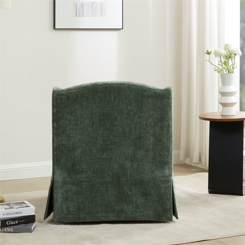 Comfort Pointe Ludlow Ivy Green Polyester Fabric Skirted Swivel Accent Chair