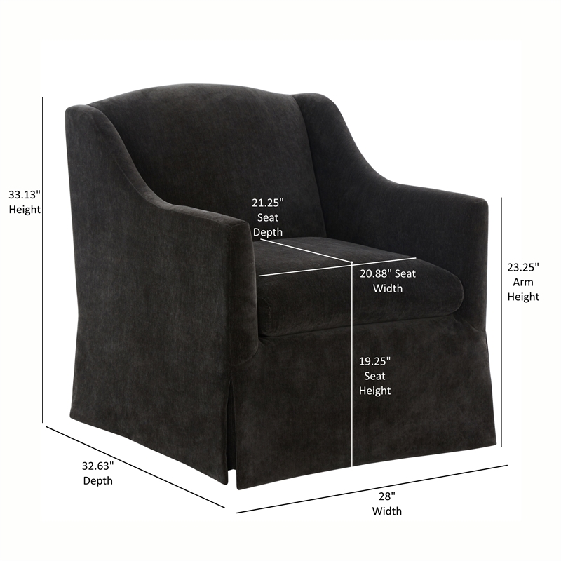 Comfort Pointe Ludlow Dark Brown Polyester Fabric Skirted Swivel Accent Chair