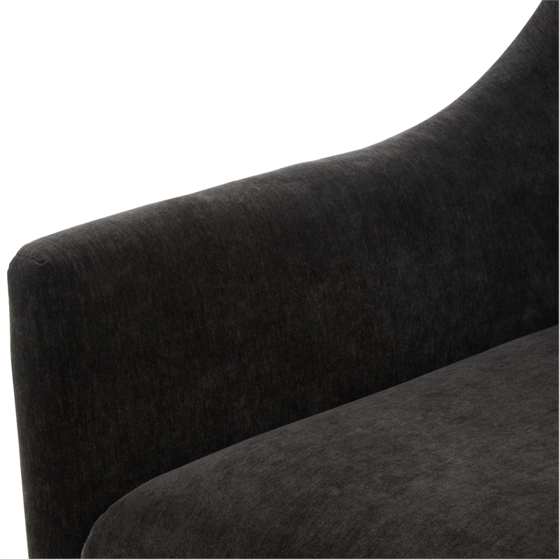 Comfort Pointe Ludlow Dark Brown Polyester Fabric Skirted Swivel Accent Chair