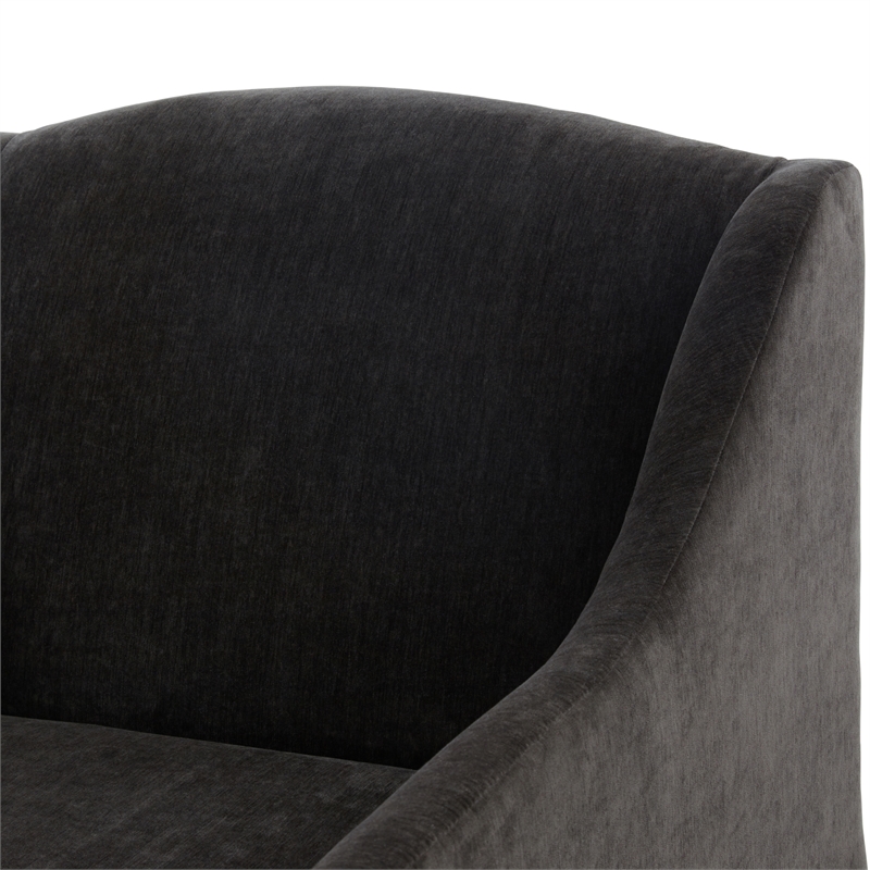 Comfort Pointe Ludlow Dark Brown Polyester Fabric Skirted Swivel Accent Chair