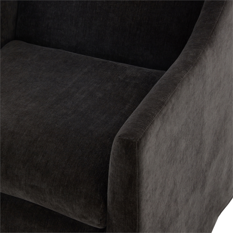 Comfort Pointe Ludlow Dark Brown Polyester Fabric Skirted Swivel Accent Chair