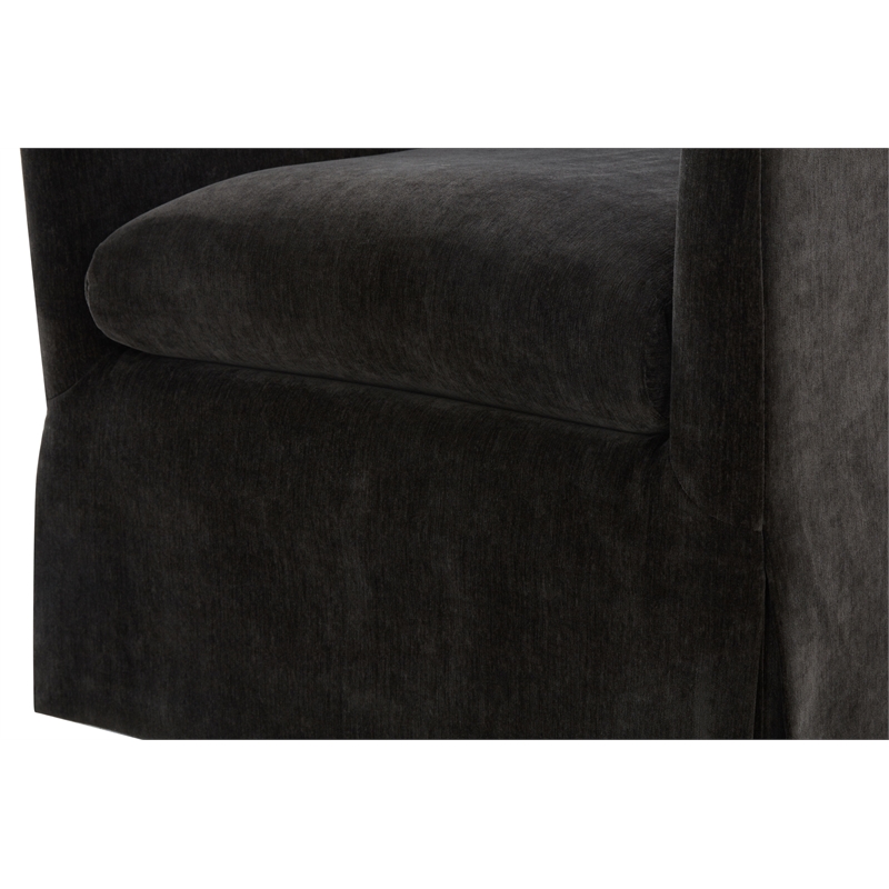 Comfort Pointe Ludlow Dark Brown Polyester Fabric Skirted Swivel Accent Chair