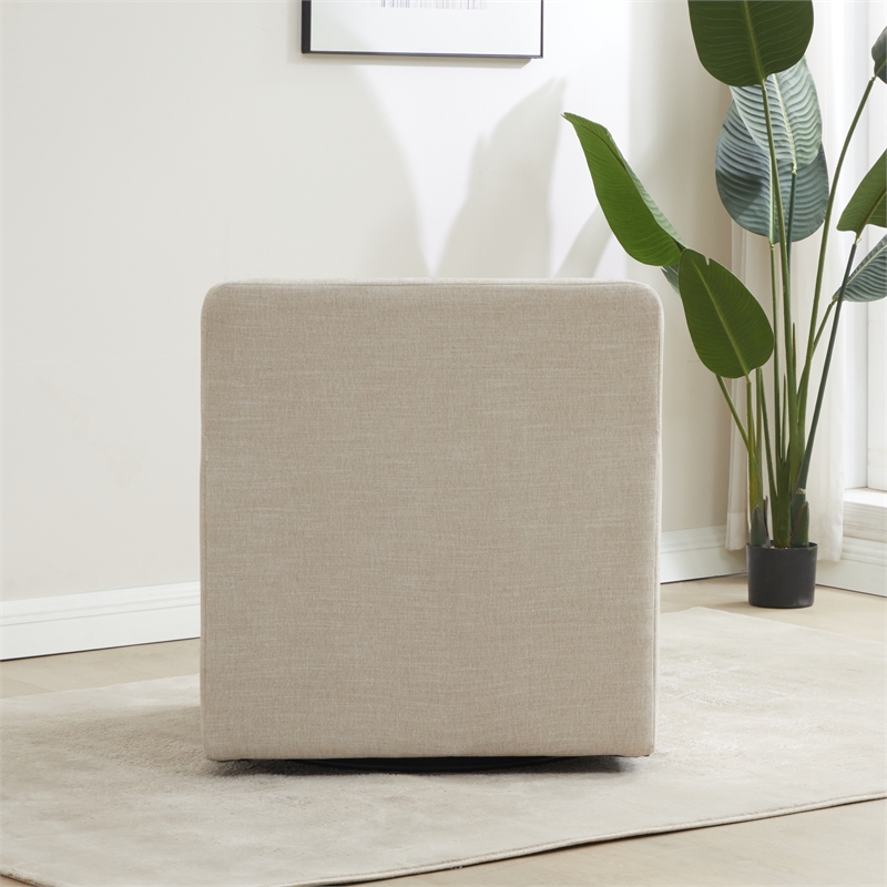 Comfort Pointe Tolland Beige Polyester Swivel Accent Chair with Nailhead Trim