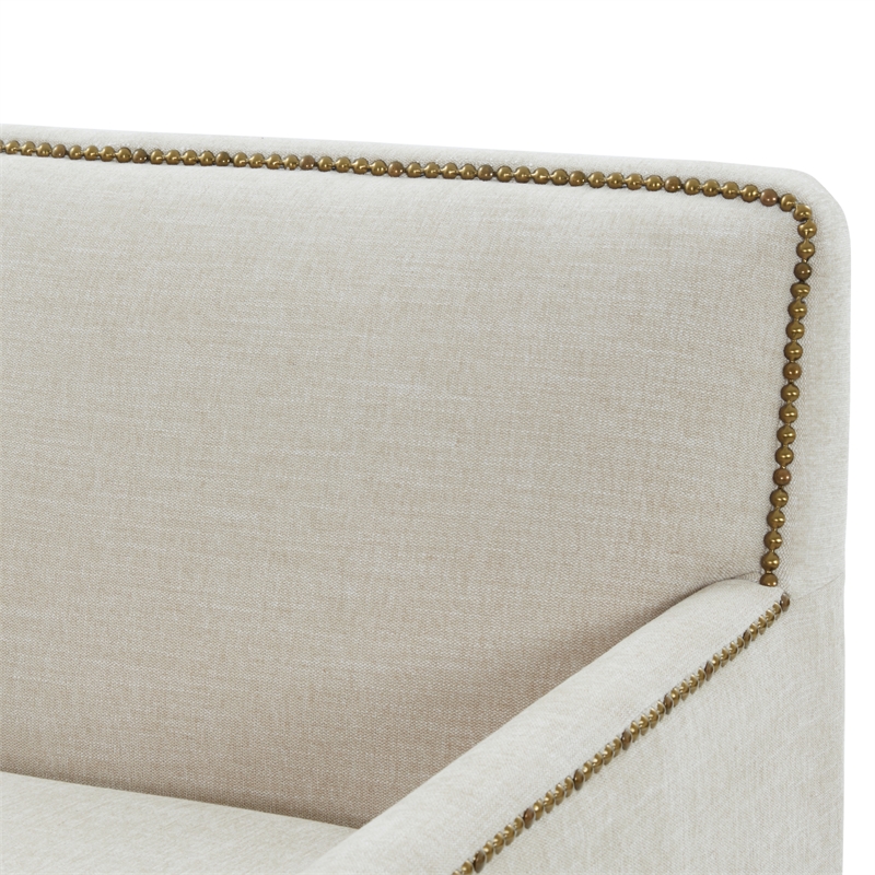 Comfort Pointe Tolland Beige Polyester Swivel Accent Chair with Nailhead Trim