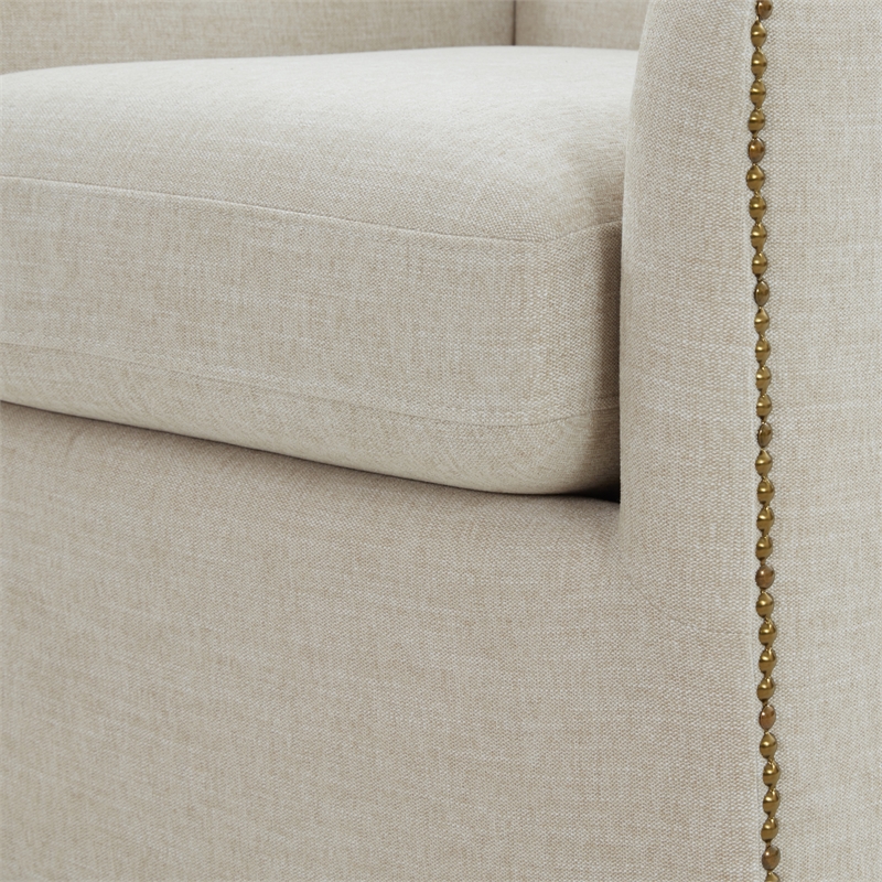 Comfort Pointe Tolland Beige Polyester Swivel Accent Chair with Nailhead Trim