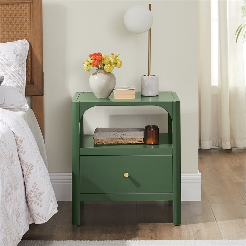 Comfort Pointe Wallis 1-drawer Wood Nightstand in Vintage Green