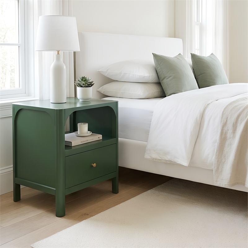 Comfort Pointe Wallis 1-drawer Wood Nightstand in Vintage Green