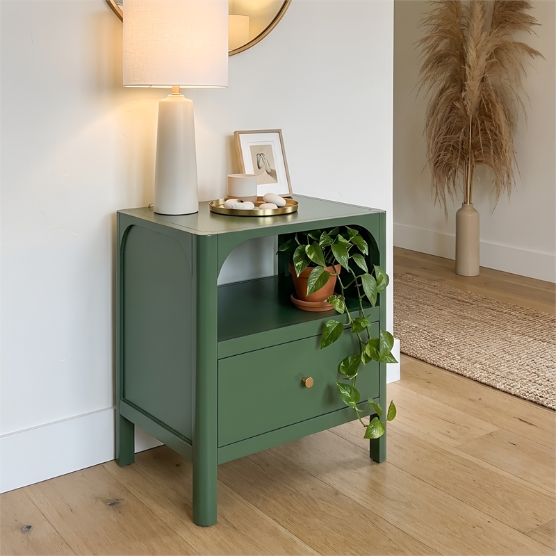 Comfort Pointe Wallis 1-drawer Wood Nightstand in Vintage Green