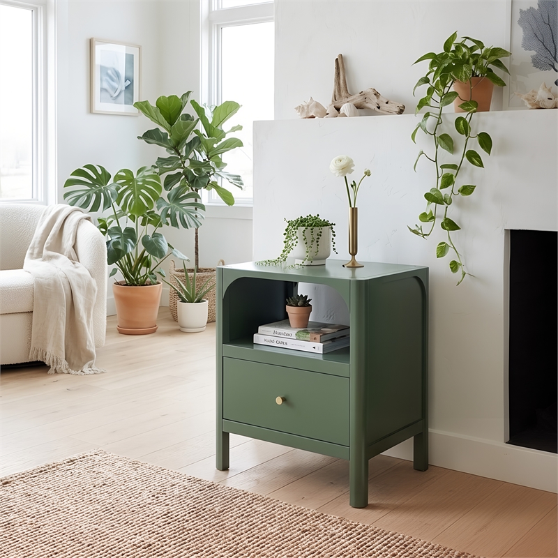 Comfort Pointe Wallis 1-drawer Wood Nightstand in Vintage Green