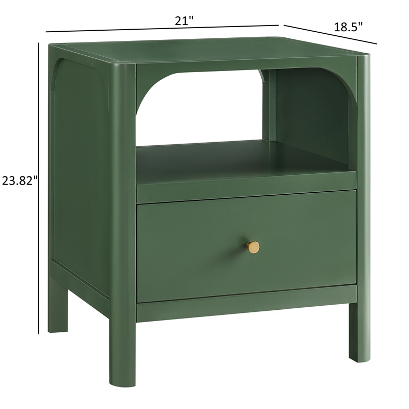 Comfort Pointe Wallis 1-drawer Wood Nightstand in Vintage Green