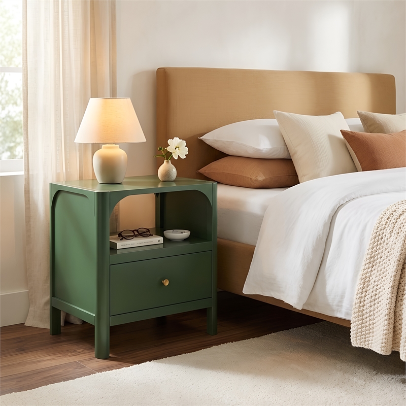 Comfort Pointe Wallis 1-drawer Wood Nightstand in Vintage Green