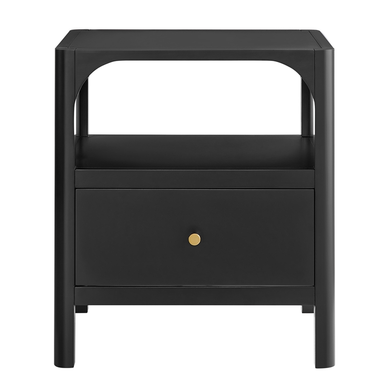 Comfort Pointe Wallis 1-drawer Wood Nightstand in Black Finish