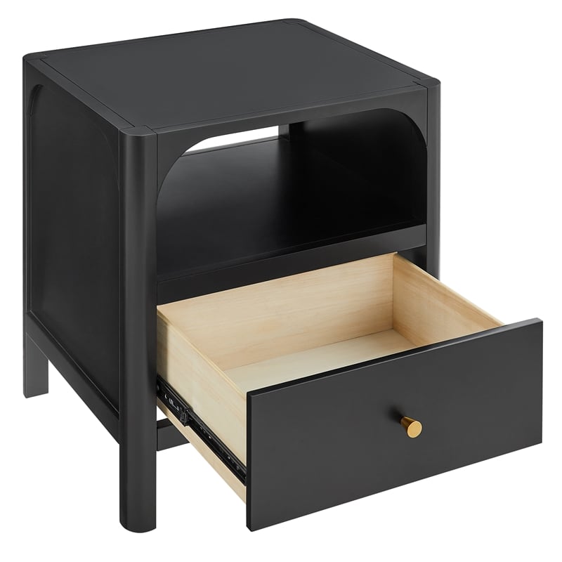 Comfort Pointe Wallis 1-drawer Wood Nightstand in Black Finish