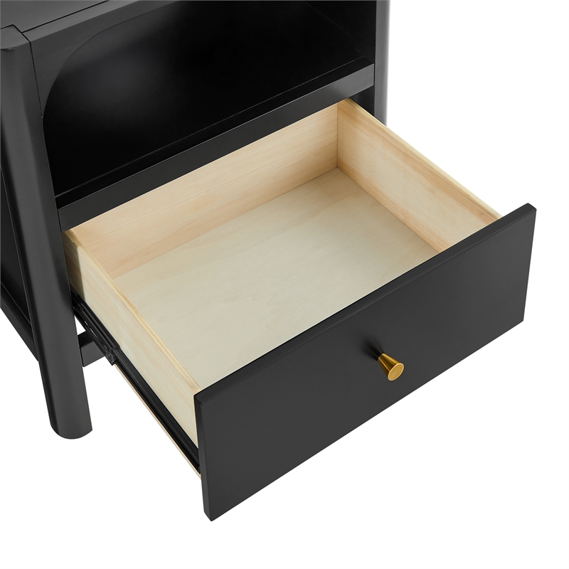 Comfort Pointe Wallis 1-drawer Wood Nightstand in Black Finish