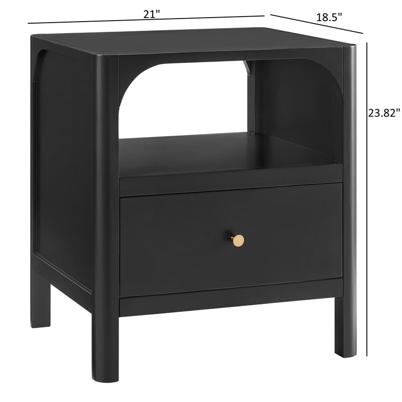 Comfort Pointe Wallis 1-drawer Wood Nightstand in Black Finish