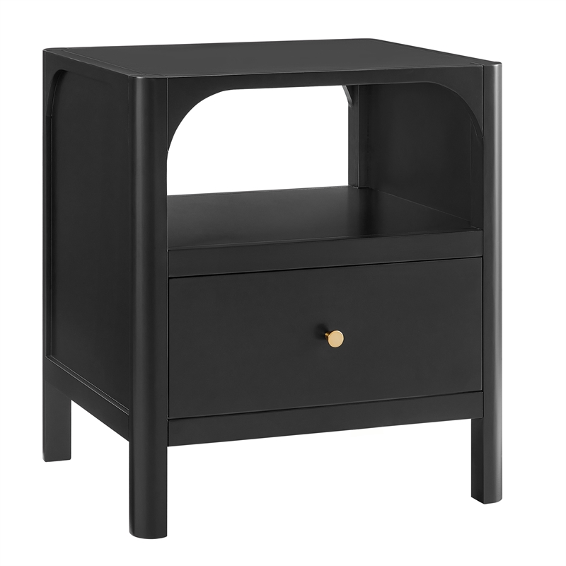 Comfort Pointe Wallis 1-drawer Wood Nightstand in Black Finish