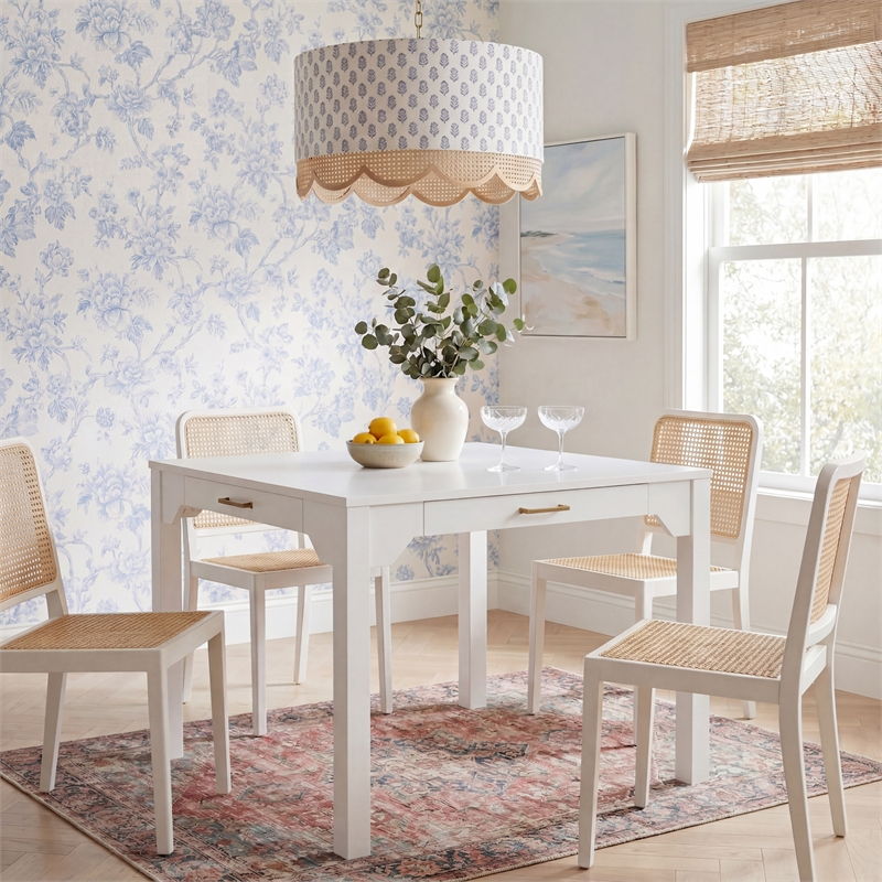 Comfort Pointe Annadale White Wood Square Dining or Mahjong Game Table
